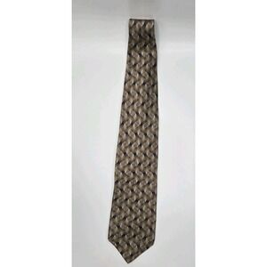 Todays Man Mens Tie 100% Silk Italian Brown & Blue Geometric Design Neck Tie